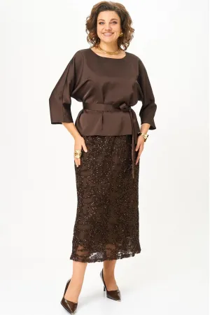 Костюм Кокетка и К 1334 коричневый