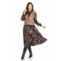 Костюм Милора-стиль 1380/1 черный + капучино (штрихи)