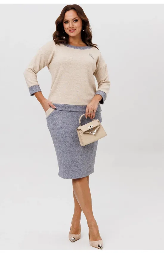 Костюм Галеан Cтиль 786-1 серый с бежевым