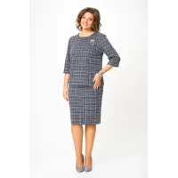 Костюм Swallow 877 графит, молочный принт  клетка
