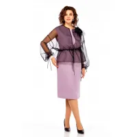 Костюм Ольга Стиль С973 пудрово-розовый-черный