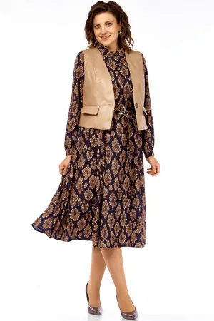 Костюм Милора-стиль 1380/1 черный + капучино (соты)