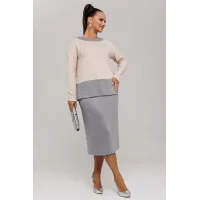 Костюм Галеан Cтиль 994 бежевый с серым