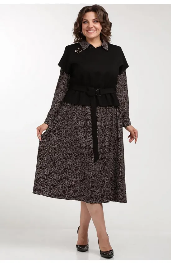 Костюм Милора-стиль бежевый с чёрным