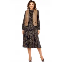 Костюм Милора-стиль 1380/1 черный + капучино (листья) Костюм Милора-стиль 1380/1 черный + капучино (листья)