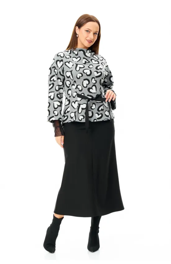 Костюм T&N 7726 серый дизайн «сердечки» и черный.