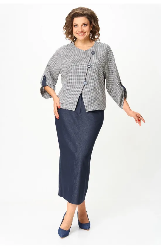 Костюм Michel Chic 1422-1 темно-синий + клетка Костюм Michel Chic 1422-1 темно-синий + клетка