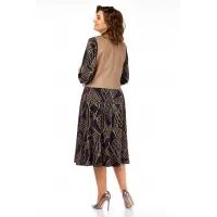 Костюм Милора-стиль 1380/1 черный + капучино (листья)