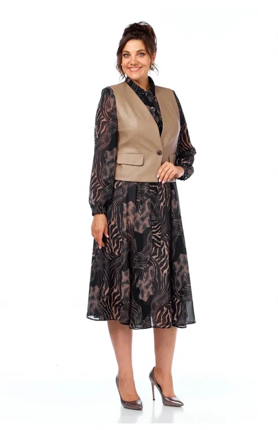 Костюм 1380 черный + капучино(шоколадная зебра )