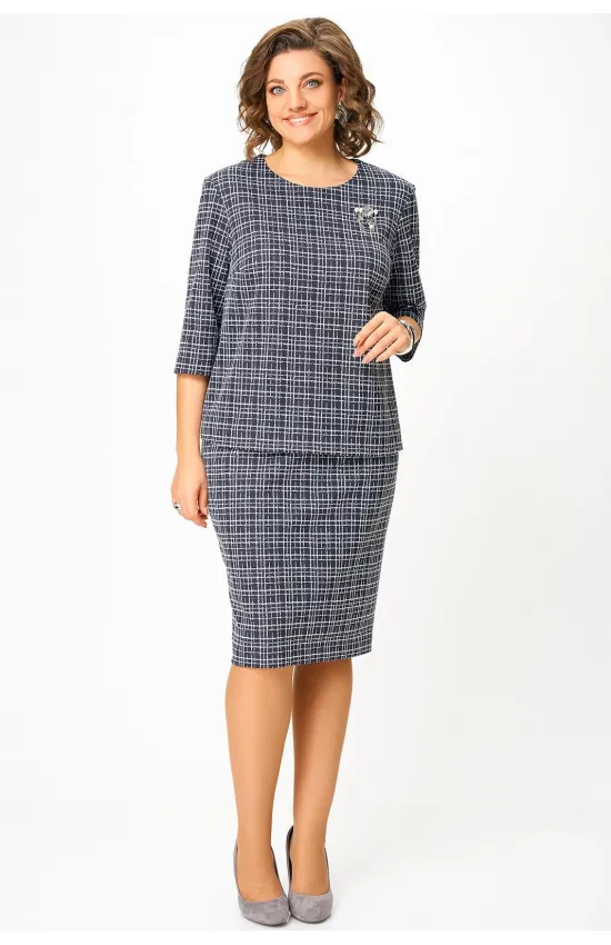 Костюм Swallow 877 графит, молочный принт  клетка