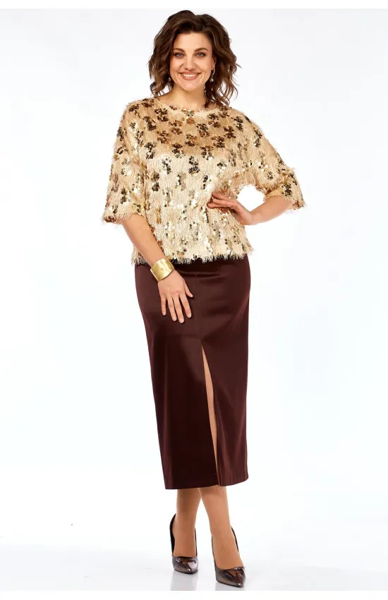 Костюм Ольга Стиль Л433 золото-коричневый