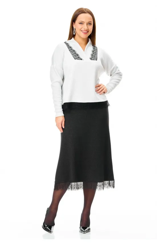 Костюм T&N 7722 черный и белый с блеском.