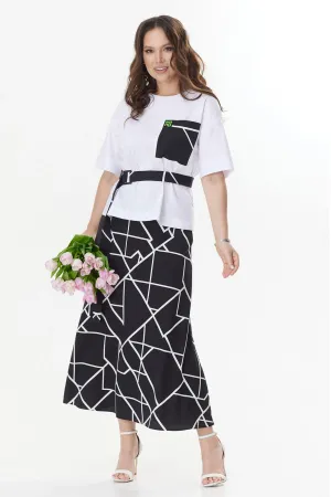 Костюм Магия Моды белый+черный (абстракция)