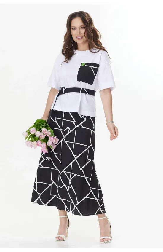 Костюм Магия Моды белый+черный (абстракция)