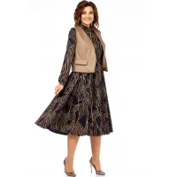 Костюм Милора-стиль 1380/1 черный + капучино (листья)