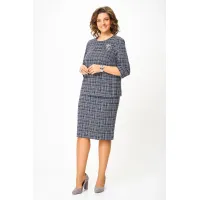 Костюм Swallow 877 графит, молочный принт  клетка