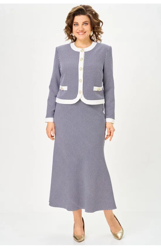 Костюм Svetlana Style 2332 синий_узор+белый