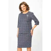 Костюм Swallow 877 графит, молочный принт  клетка