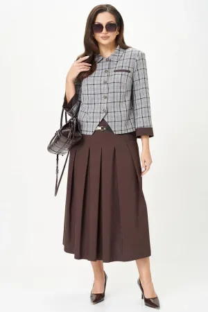 Костюм Карина Делюкс М-1418 серо-коричневый