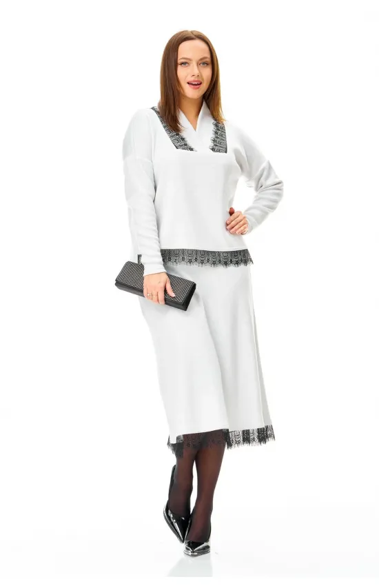 Костюм T&N 7722 белый с блеском.