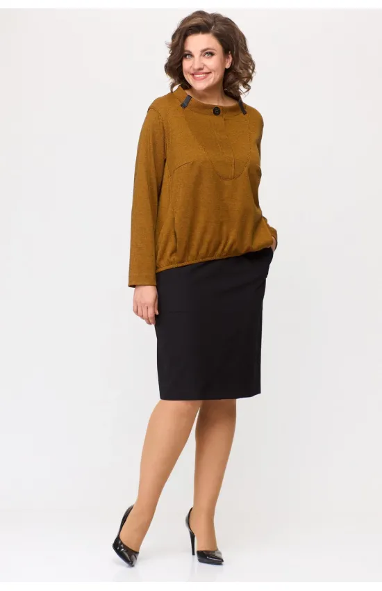 Костюм Карина Делюкс М-1131 горчица, черный