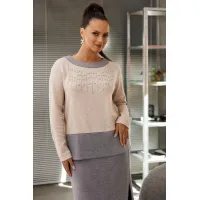 Костюм Галеан Cтиль 994 бежевый с серым