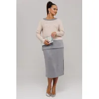 Костюм Галеан Cтиль 994 бежевый с серым