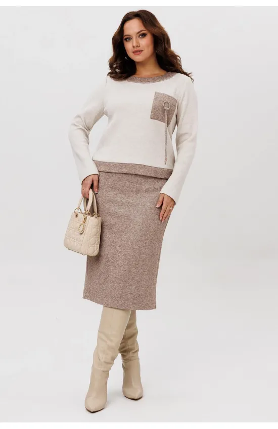 Костюм Галеан Cтиль 993 коричневый с бежевым