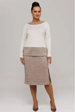 Костюм Галеан Cтиль 994 бежевый с коричневым