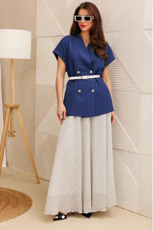 Костюм Anastasia 1347 глубокий синий+белый