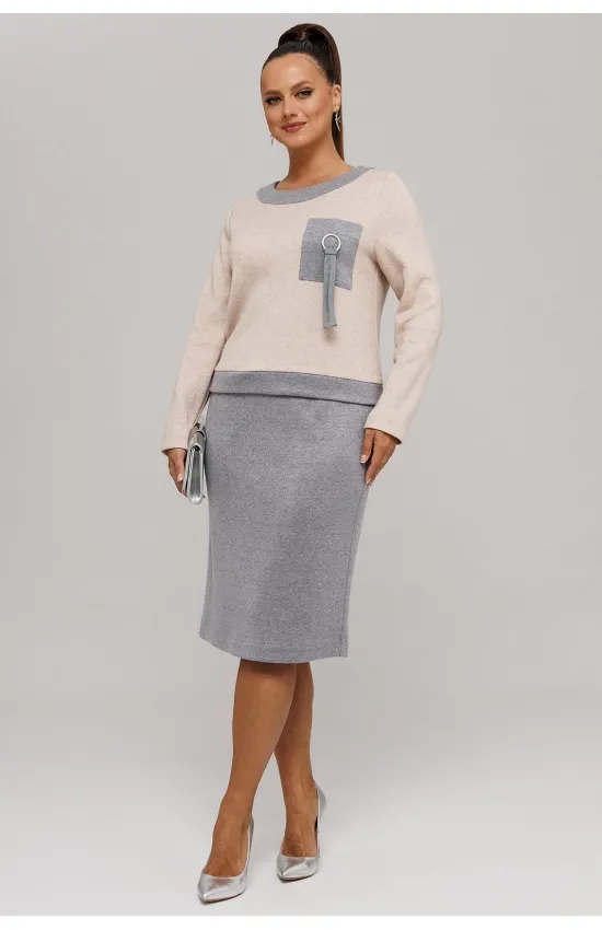 Костюм Галеан Cтиль 993 серый с бежем