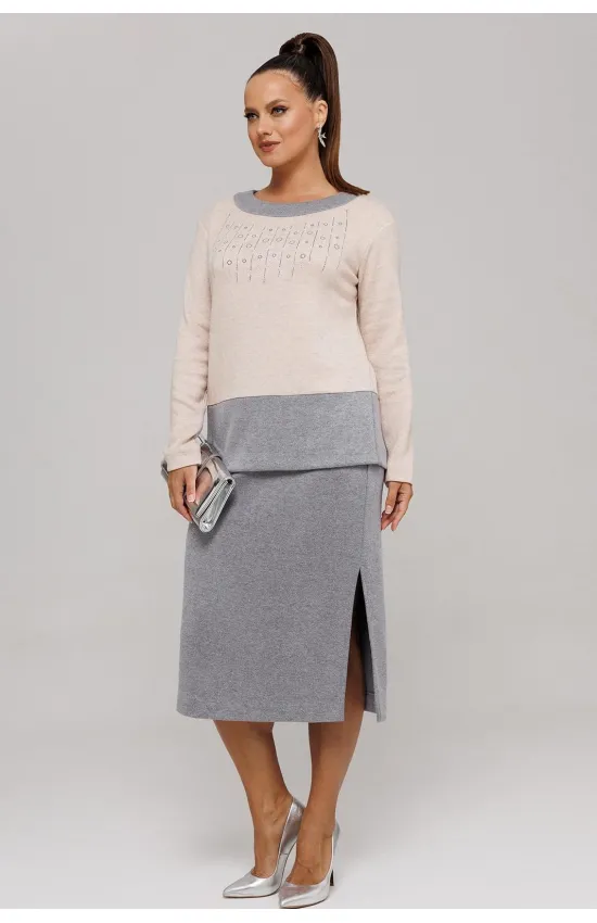 Костюм Галеан Cтиль 994 бежевый с серым