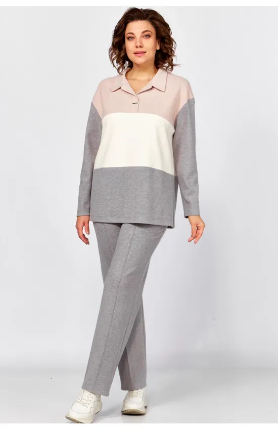 Костюм BAGIRA 1074 Серый+пудра+молоко