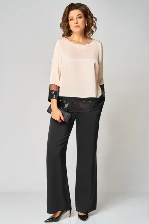 Костюм Мишель стиль 1328 бежево-черный