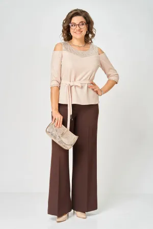Костюм Орхидея Люкс 1635 Бежевый, Коричневый