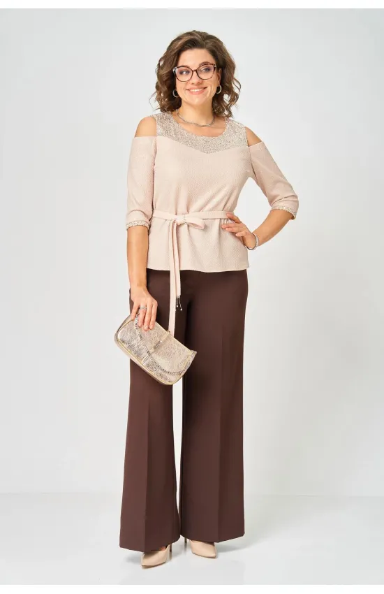 Костюм Орхидея Люкс 1635 Бежевый, Коричневый