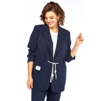 Костюм Ольга Стиль С958 темно-синий/ полоска