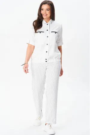 Костюм Vilena fashion 1079 белый+белый/полоска