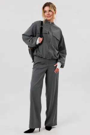 Костюм Faufilure C1579 серый полоска