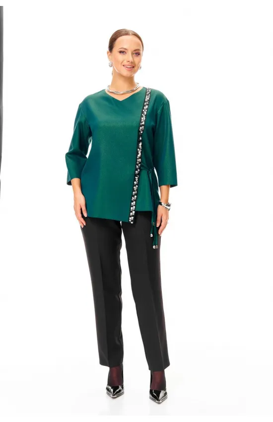 Костюм T&N 7707 изумруд блеск и черный.