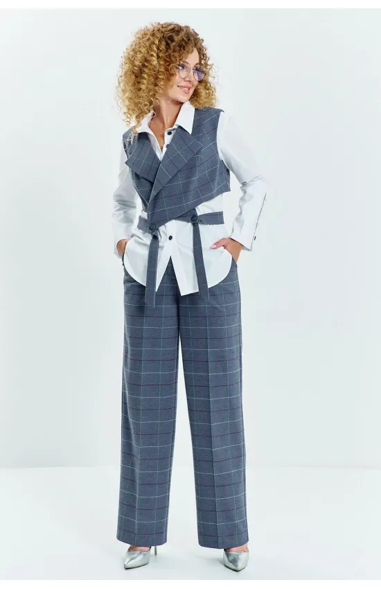 Костюм Euromoda 623 серая клетка+белый Костюм Euromoda 623 серая клетка+белый
