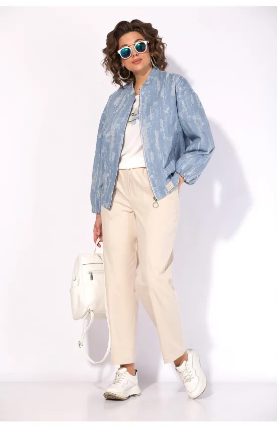 Костюм Лилиана 1517-1507 джинсовый+экрю.