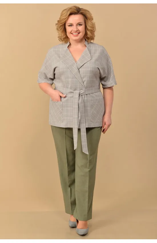Костюм Lady Style Classic 1403/1 Серый с зеленым