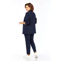 Костюм Ольга Стиль С958 темно-синий/ полоска