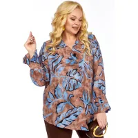 Костюм Элль-стиль 2398/2 коричневый, голубой принт.