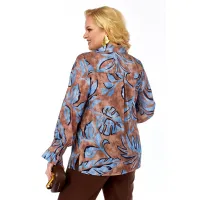 Костюм Элль-стиль 2398/2 коричневый, голубой принт.