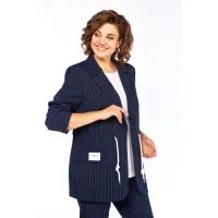 Костюм Ольга Стиль С958 темно-синий/ полоска