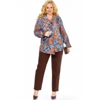 Костюм Элль-стиль 2398/2 коричневый, голубой принт. Костюм Элль-стиль 2398/2 коричневый, голубой принт.