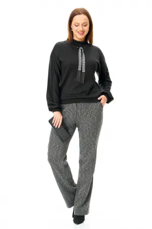 Костюм T&N 7714 черный и меланж полоска.