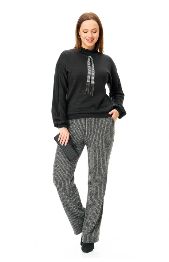 Костюм T&N 7714 черный и меланж полоска.